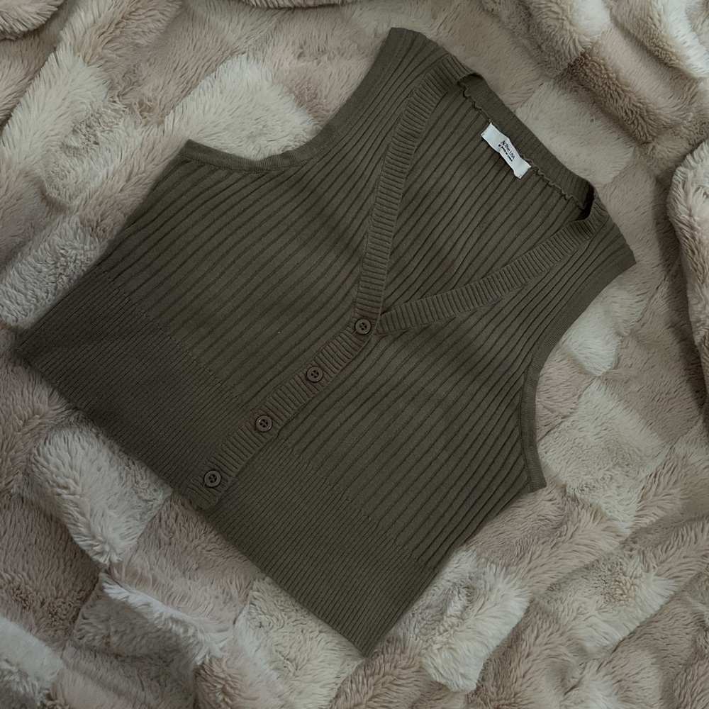 Active USA Green Ribbed Knit Tank Top